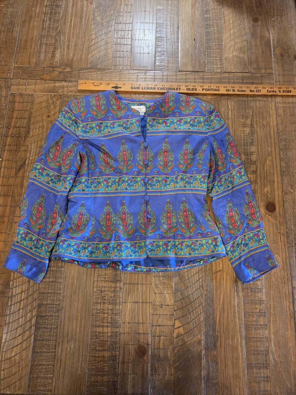 Papell Beautiful Ladies Silk Blue Multicolor Top/Jacket - Size 12